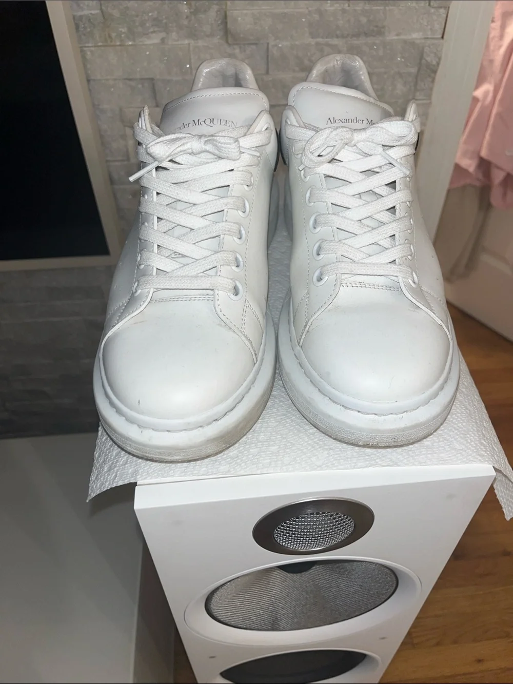 Alexander McQueen White Leather Platform Sneakers